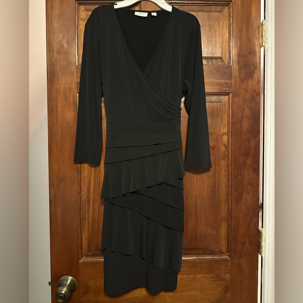 New York & Company Black Layered Long Sleeve Dress
